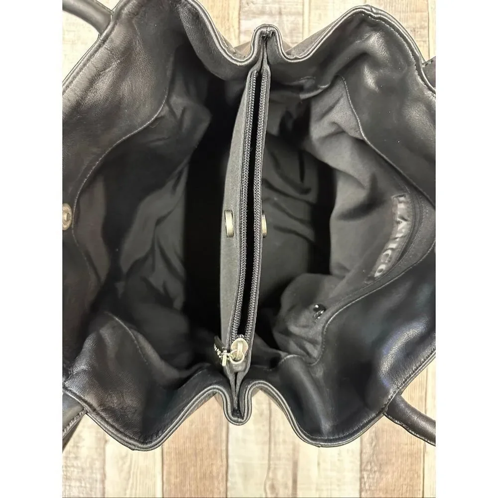 Rare Latico Leathers Soft Black Leather Double Strap Chic Shoulder Tote Bag